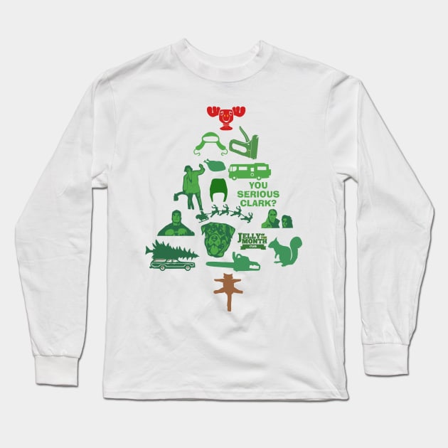 Christmas Vacation Christmas Tree Long Sleeve T-Shirt by DrawingBarefoot